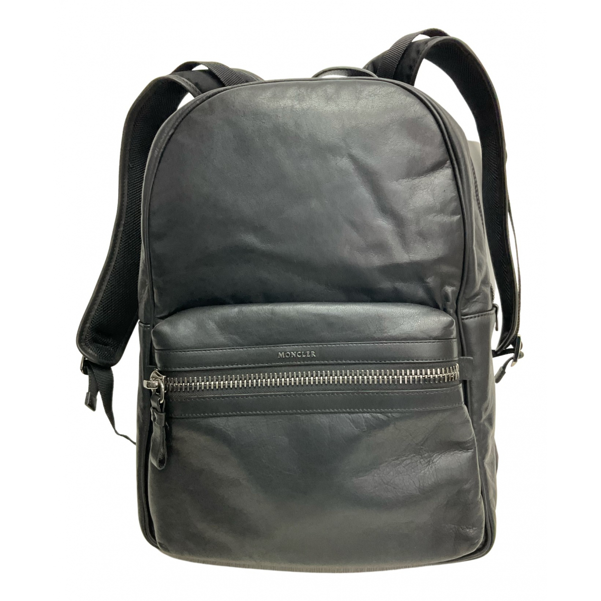 Leather backpack Moncler Black in 